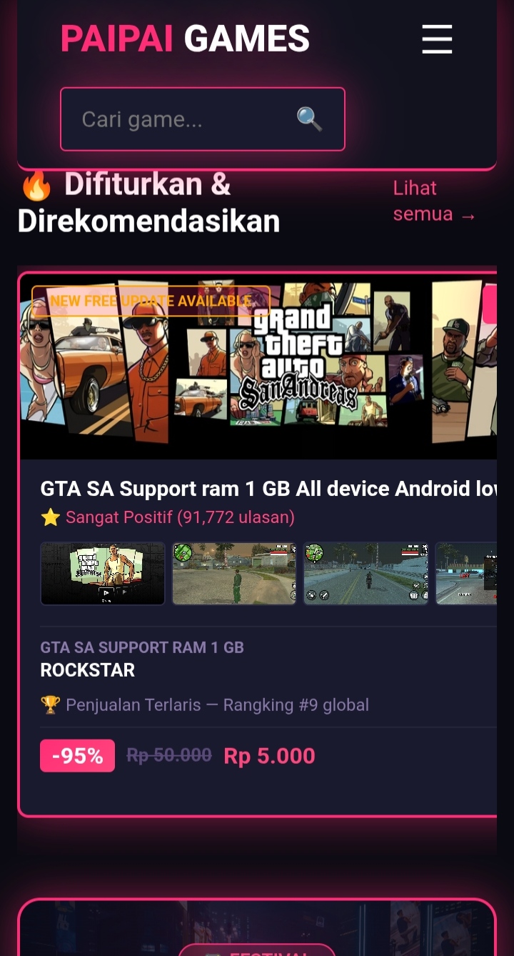 Pilih Game yang disukai